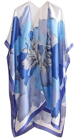 CuLtP Bolero Donna Cardigan in Raso da Donna Bolero Coprispalle Top Stampa Boho Kimono Vestaglia Spolverino Estivo Cardigan da Donna Eleganti Giacche da Sera Lunghe Abiti Scialle Cover Up Blu Royal S