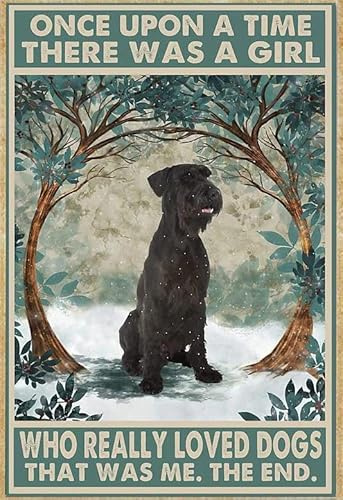 Blechschild Riesenschnauzer Rose Ein Mädchen, Das Hunde Wirklich Liebte 20X30Cm Deko Blechschild Retro Wandposter Vintage-Dekoration Zinnschild Für Pub Küche Garage
