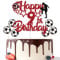 Gidobo 9th Birthday Cake Toppers, Red Glittery Cake Decorations with Football Theme, Nine Years Old Soccer Birthday Party Supplies for Boys