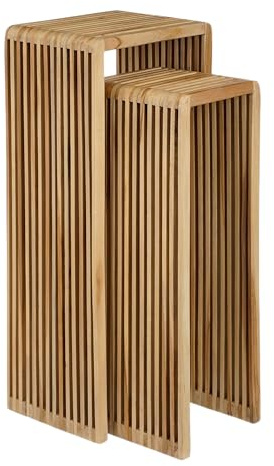 MICA Decorations Yonker Pflanztisch – 2 Stück – L 35 x B 25 x H 80 cm – Recyclingholz – Braun