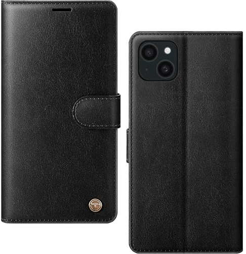 AIMOYU for iPhone 14 Case, Flip Wallet Leather Phone Case with [4 Card Slots] [Kickstand] [RFID Blocking] Magnetic Protective Shockproof Cover for iPhone 14 Phone Case - Black