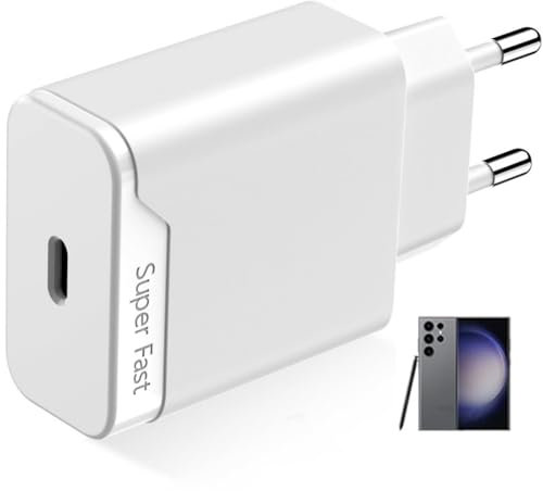 Prise Chargeur Rapide 25W pour Samsung Galaxy A55 A25 A16 A15 A14 A35 A54 5G S25 S24 S23 S22 S21 S20 Fe Tab S9 FE Tab A9 Charge USB C Secteur Adaptateur