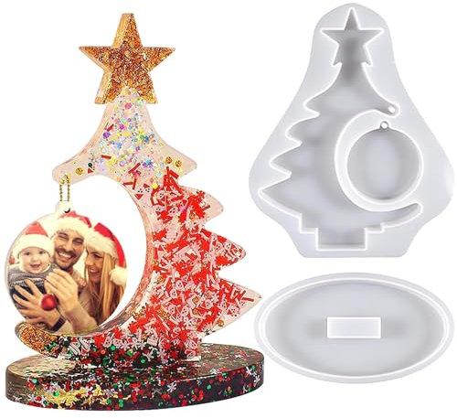 Moules en résine époxy - Décoration DIY - Pour sapin de Noël - Moule en silicone avec socle - Moule en silicone - Pour bricolage, Noël, cadeau d'anniversaire, décoration de maison