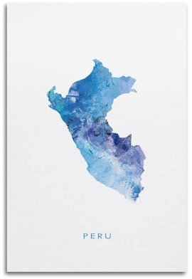 Reisekarten-Poster, Aquarell, Peru, dekoratives Gemälde, Leinwand, Wandposter und Kunstdruck, modernes Familienschlafzimmer, Dekoration, Poster, 50 x 75 cm