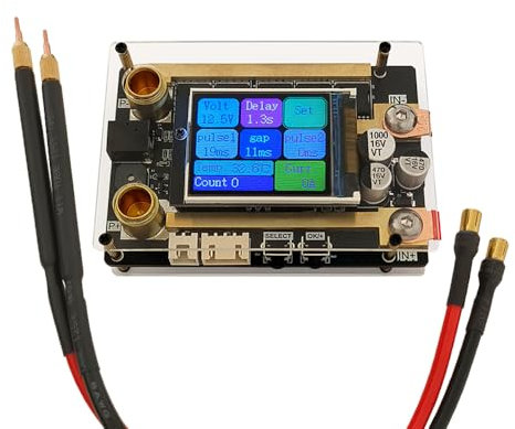 Saldatrice a Punti Batteria, Saldatore a Punti, 12V 1500A Saldatrici a Punti Portatile, Scheda di Circuito PCB per Saldatrice a Batteria Display LCD