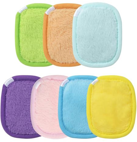 Momowin 7 PCS Pads Demaquillants Lavables, Coton Demaquillant Reutilisable, Tapis DéMaquillant avec Bande de Sangle pour le DéMaquillage Quotidien et le Lavage du Visage
