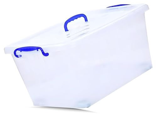 STL Heavy-Duty Clear Plastic Storage Box with Lid 45L, Stackable Storage Container for Home, Office, Kitchen, Toys, and Goods, Secure Clip-Lock Lid, Durable & Transparent Design
