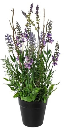 CREATIV green künstlicher Lavendel 35cm im Topf I künstliche naturgetreue Lavendelpflanze mit Blüten I Deko Lavendel für Innen I hochwertige & dekorative Dekopflanze I Kunstpflanze im Topf