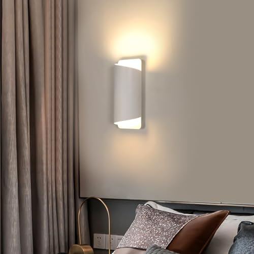 SENQIU Wandleuchte Innen, Weiße Wandlampe Modern G9, Up and Down leuchten | Wandleuchten Innen aus Metall für Schlafzimmer, Wohnzimmer, Treppen, Flur, Treppenhaus (ohne Leuchtmittel)