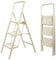 Youyijia Small Step Ladder 3-Step Folding Ladder Portable Closet Step Stool with Handrail Heavy Duty Stepladder with Wide Platform and Anti-Slip Tread for Home Library Kitchen Load Max.250Kg (White)