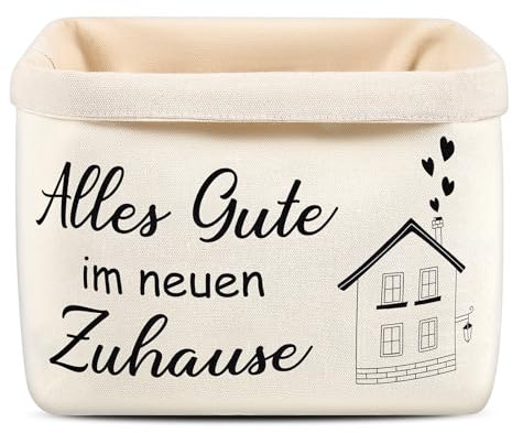 Xuniea Brotkorb Alles Gute im Neuen Zuhause Geschenk zum Umzug oder Auszug Brötchenkorb Einzugsgeschenk Brottasche Geschenkidee zum Einzug Brotkorb aus Stoff (Weiß)