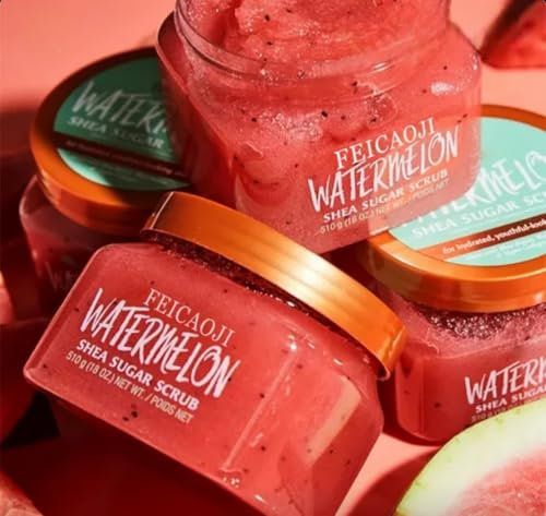 Körperpeeling mit Wassermelonenzucker und Sheabutter, natürliches Zuckerpeeling mit Wassermelonenessenz, Peeling und Feuchtigkeit für die Haut, 510 g