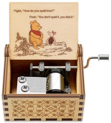 Yesnote Pooh Music Box Gift for Wife, Date Gift for Valentine Day Wife Husband Girlfriend Boyfriend Birthday, Mother Day, Father Day, Anniversary Wooden Hand Crank Music Box Play You Are My Sunshine