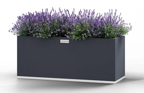 Cook King Rechteckiger Blumenkasten aus Stahl 120 cm x 40 cm x 75 cm Serie Coyotto Balkon Garten Terrasse