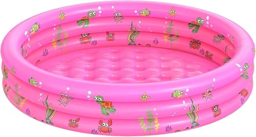 Aufblasbares Planschbecken,100X40cm Swimmingpool,Aufblasbarer Pool,Schwimmbecken,Aufblasbarer Kinderpool,3 Ringen Planschbecken,Tragbare Badewanne,Aufblasbares Baby Schwimmbad
