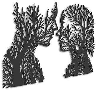 Kajaro Baumfiguren Wandbild Holz 2-teilig 3D, 1440x980 mm, selbstklebend | Gratis: zweites kleineres Bild. Selbstklebende Holz-Wanddeko in Metalloptik, einfache Montage ohne Bohren.