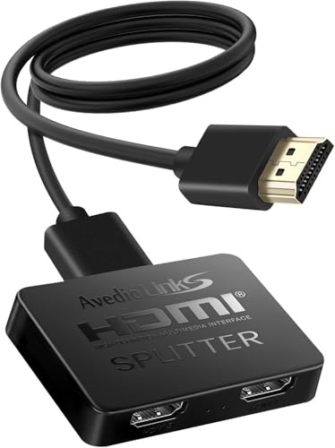 HDMI Splitter 1 In 2 Out, or Dual Monitors with 3.9FT hdmi Cable【Not Extend, Just Duplicate/Mirror Screens, 2 Port with 1.2M HDMI Cable for HDTV Projector(Mirror Only, Not Extend)