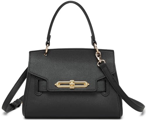 Miss Lulu Damen Handtasche Mittelgroß, Elegante Umhängetasche Klein aus PU Leder mit Diebstahlsicherer Drehschloss, Abnehmbarer Schultergurt und Abnehmbarer Henkel, Für Dates und Spaziergänge