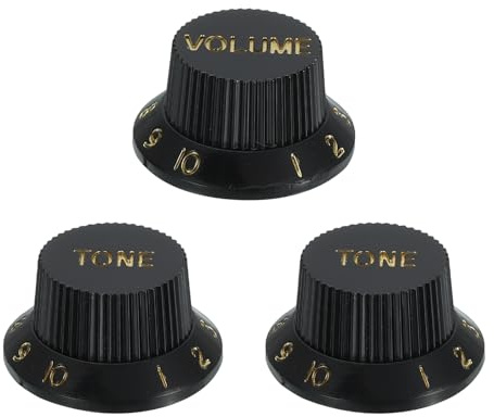 QUARKZMAN 3 Stück 6mm Gitarrenknöpfe Kunststoff, 25.5mm x 17.5mm x 13.5mm Audio-Knopf Drehknopf Potentiometer Knöpfe für E-Gitarre Bass, Schwarz