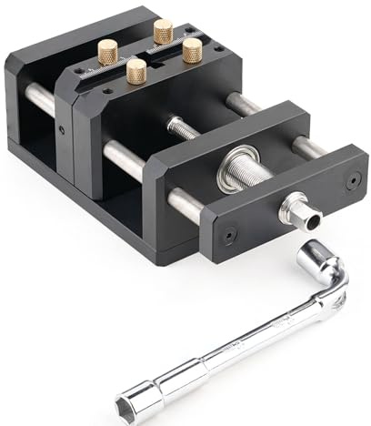 SIXRUN Mini Morsa da Banco in Lega di Alluminio, Morsa per la Lavorazione del Legno Autocentrata con Scale Trasparenti per Allineamento di Precisione e Applicazioni Versatili