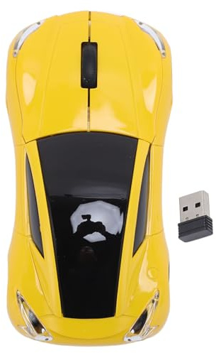 Hominas Car Shaped Wireless Mouse Sport Car Design Ergonomic 1600DPI 2.4GHz Optical Computer Gaming Mouse for PC Laptop Home Office Work (Gelb)