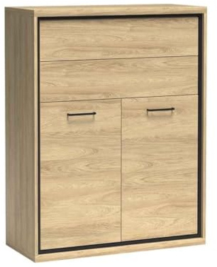 Masseno Kommode Syndra 92,2 cm Sideboard mit Schubladen und 2 Türen für Wohnzimmer Schlafzimmer Modern 92,2x41x120 cm Eichefarben