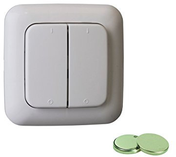 Smartwares Fernbedienbarer 2-Kanal Wandschalter batteriebetrieben, grau, Drucktaste, AUF-AUF-AN