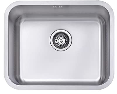 JASSFERRY Undermount Stainless Steel Kitchen Sink 1.0 Single Bowl with Strainer Waste, 550 x 450 mm