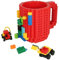 Lumsburry Build-on Brick Coffee Mug, Funny DIY Novelty Cup with Building Blocks Creative Gift for Kids Men Women Xmas Birthday (Red)