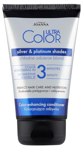 Joanna Ultra Color - Farbschutz-Spülung Conditioner in Silber- und Platinfarben für Natürliches und Gefärbtes Haar - Ammoniakfrei - Farbauffrischung und -intensivierung in 3 Minuten - 100 ml