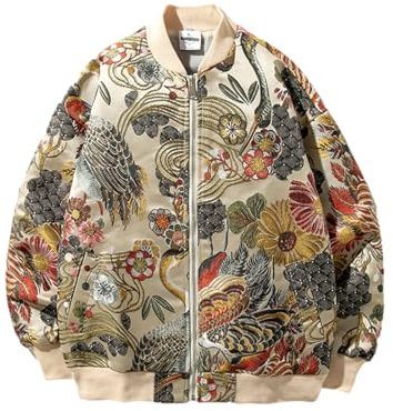 Loeay Mens Casual Jacke Japanische Stickerei Männer Jacke Mann Hip Hop Streetwear 2023 Herbst Neue Bomberjacke Männer Kleidung M