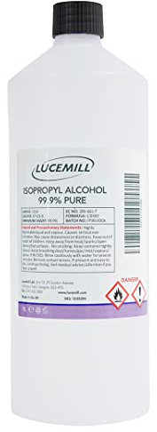Lucemill 99.9% Isopropyl Alcohol | 1 litre | Super Strength IPA Surface Sanitiser | 99.9% Isopropyl Alcohol | Clear Liquid