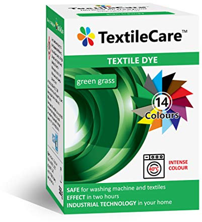 TextileCare - Tinte textil para lavadora para ropa y productos textiles, 350 g de tinte para 600 g de ropa, 14 colores (verde)