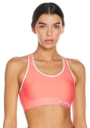 Under Armour Women's Mid Keyhole Sports Bra, Opaque, Brilliant (819)/White, XS