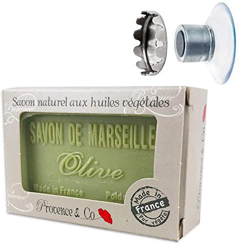 SudoreWell® Porte-Savon Flottant avec Aimant Plus Savon de Marseille fabriqué en France- Savon Naturel d'olive 100g