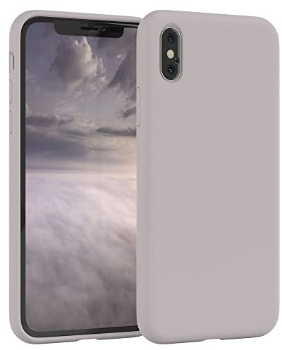 EAZY CASE Premium Silikon Handyhülle kompatibel mit iPhone X/XS, Slimcover mit Kameraschutz und Innenfutter, Silikonhülle, Schutzhülle, Bumper, Handy Case, Hülle, Softcase, Rosa Braun