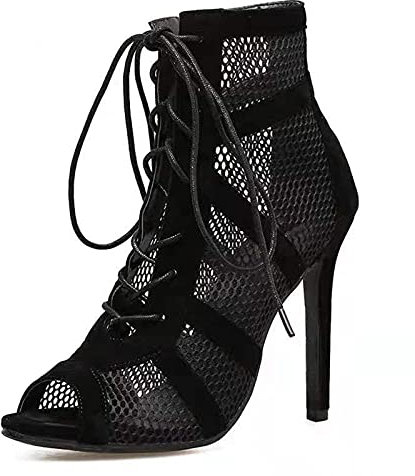 Stivali da Ballo Latino Scarpe da Ballo per Ragazze da Donna Scarpe da Ballo Sportive Indoor Scarpe da Ballo Professionali da 10 cm Scarpe da Ballo con Tacco Alto da Donna,Nero,37 EU