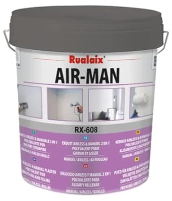 Stucco in pasta Rualaix Air-Man RX-608 da 25 KG pronto uso per rinnovamento, rasatura, riempimento, riparazione per interni applicazione airless