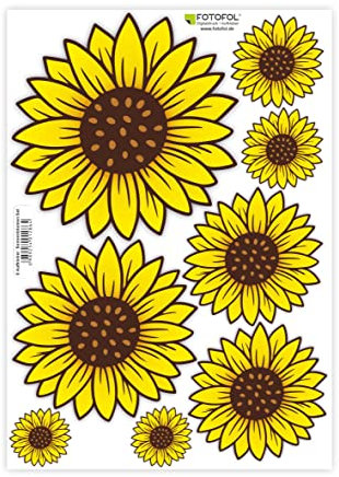 Sonnenblumen Aufkleber Set - bunte gedruckte Blume - Auto, Fahrzeuge, Roller, Moped, Motorrad-Helm, Fahrrad, Laptop, Smartphone, Mülltonnen, Tür, Mülleimer, Kühlschrank