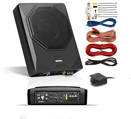 Sound Storm Laboratories US8K 8 Inch Under Seat Powered Car Audio Subwoofer - 800 Watts Max, Low Profile, Built in Amplifier, for Truck, Boxes and Enclosures, Remote Subwoofer Control