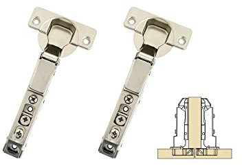 GEFONG 95 Grad Mittelanschlag Soft Close Universelles Scharniere 35mm mit Stoßdämpfer Dämpfung Stummes Scharnier für Garderobe Kleiderschrank Tür Küchenschranktür Packung mit 2 Stück