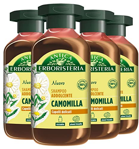 4 x antike Kräutermedizin Shampoo mit Kamille für sanftes Haar, vegane Formel ohne Silikone und Farbstoffe, 4 Flaschen à 250 ml