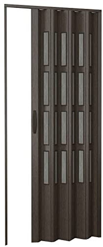 Puerta plegable de interior en kit con cristales de PVC nogal 82 x 210 cm mod. Sonia