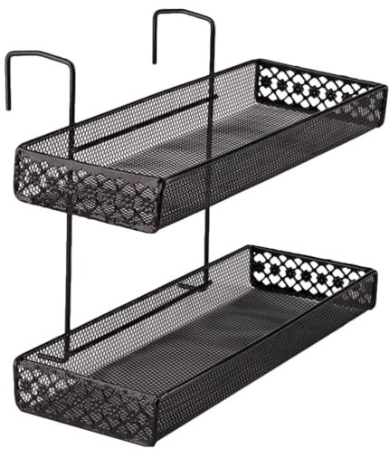 Zerodeko Hängegeländer Pflanzgefäß Eisen Hängende Blumenkörbe Blumentopfhalter 2 Ebenen Über Schiene Metallzaun Pflanzgefäße Pflanzenregale Regalbehälter Für Terrassenbalkon
