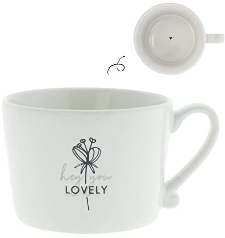 BC Tasse mit Henkel hey you LOVELY Keramik weiß schwarz Keramikgeschirr Küche gedeckter Tisch BC Cup