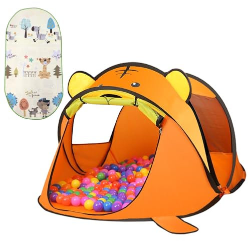 Balakaka Kinderzelt Pop up Zelt 182 x 96 x 76 cm, Tiger Orange Kinderzelt Indoor Outdoor Kinderspielhaus, Kinderspielzelt für Kinder Jungen Mädchen Geschenk mit Kostenlose Matte