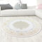 CARPETIA Teppich Wohnzimmer Schlafzimmer edel Ornamente glänzend Mäander groß Kurzflor Orient elegant Creme Gold 200 cm Rund