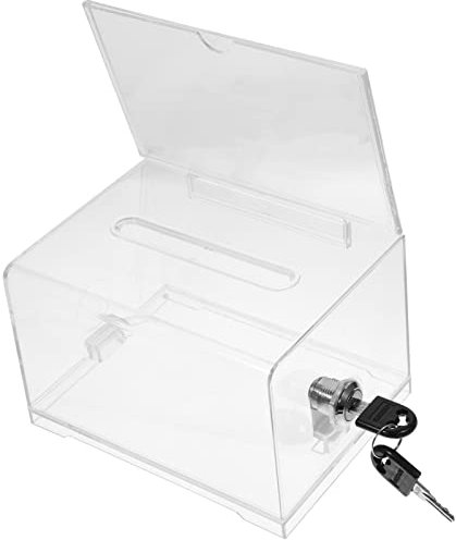 Lockable Acrylic Suggestion Box with Sign Holder Transparent Donation Box for Fundraising Voting Raffle Entry and Feedback Collection