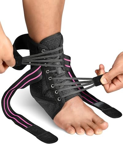 Fitomo Schnellschnür-Knöchelbandage für Damen und Herren, mit abnehmbaren Seitenschienen, verstellbare Knöchelstütze für verstauchte Knöchelverletzungen, Knöchelstabilisator für Basketball