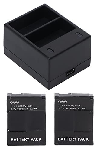 2 x 1600mah Batteries with Dual Charger, Rapid Double Slot Battery Charger Compatible for for 2/3, for 3+